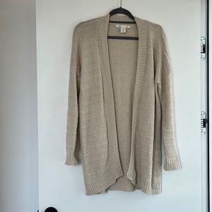 C&C California Cream Cotton Open Front Cardigan Sweater M EUC